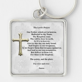 Lord's Prayer (vit) Fyrkantig Silverfärgad Nyckelring