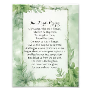 Lord's Prayer Watercolor Botanical Poster Skriv ut