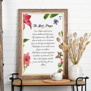 Lord's Prayer Watercolor Wall Art Poster