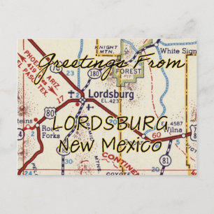 Lordsburg NM Antik Karta Vykort