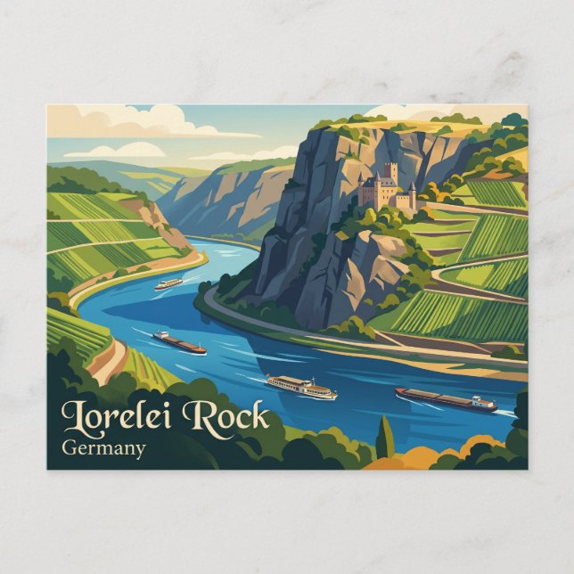 Lorelei-klippan Tyskland Vykort (Framsida)
