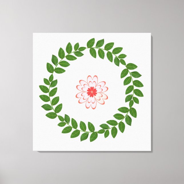 Lörelövskrans & hjärtblomma Mandala Canvastryck (Framsida)