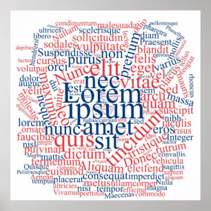 Lorem Ipsum Ord Cloud - Red-Blue-version Poster