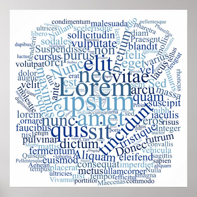 Lorem Ipsum Word Cloud - Blå version Poster (Framsidan)