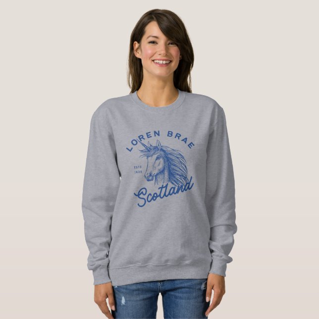 Loren Brae Unicorn Sweatshirt T Shirt (Hel framsida)