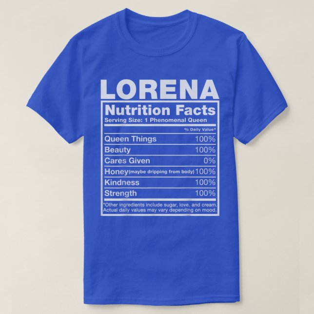 Lorena Nutrition FactsLorena Name Birthday  T Shirt (Design framsida)