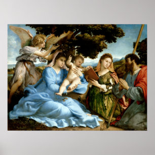 Lorenzo Lotto Madonna och Barn med saints Poster