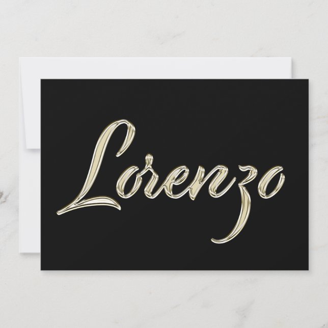 Lorenzo Name white gold Handwriting Karte Kort (Framsida)