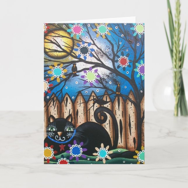 Lori Everett_ day of the dead, svart katt, mexikan Kort (Framsida)