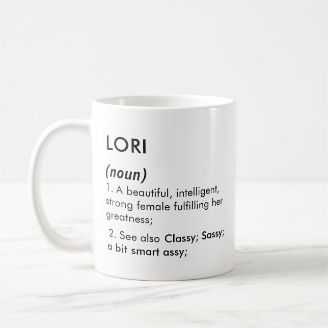 Lori namn, Redigerbart namn, Anpassat namn Kaffemugg (Vänster)