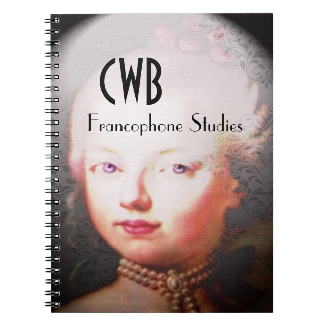 Lorraynna Fransk Baroque Monogram Anteckningsbok Med Spiral (Framsidan)