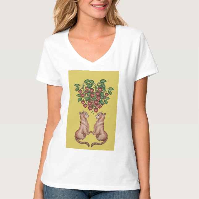Los amantes de frutillas Camiseta T Shirt (Framsida)