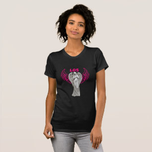 LOS Angel Vingar Statue Design Rosa&Grått Aestesie T Shirt