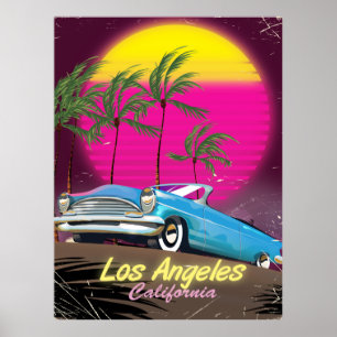 Los Angeles 1980s Retro Travel-utskrift Poster