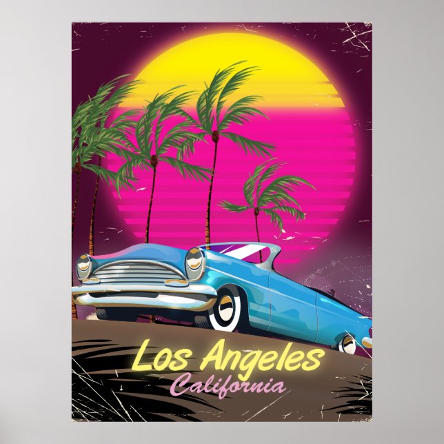 Los Angeles 1980s Retro Travel-utskrift Poster (Framsidan)