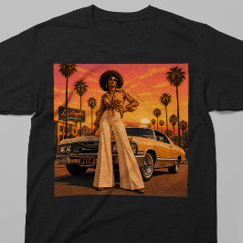 Los Angeles 70s Retro Svart Kvinna LA T Shirt