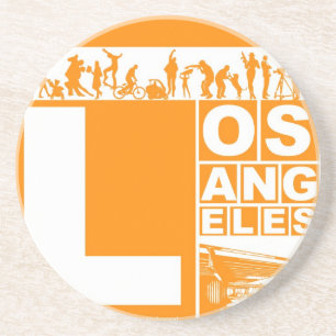 Los Angeles affisch i orange färg Underlägg Sandsten
