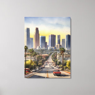 Los Angeles akvarell konst Canvastryck