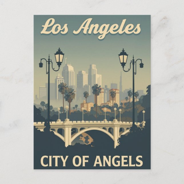 Los Angeles Änglarnas Stad Vintagekonst Vykort (Framsida)