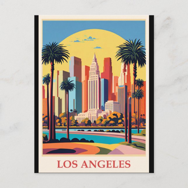 Los Angeles, Art Deco-illustration Vykort (Framsida)