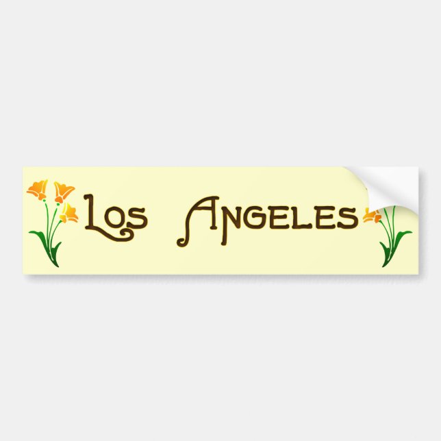 Los Angeles Art Deco Poppy Bumper Sticker Bildekal (Framsidan)
