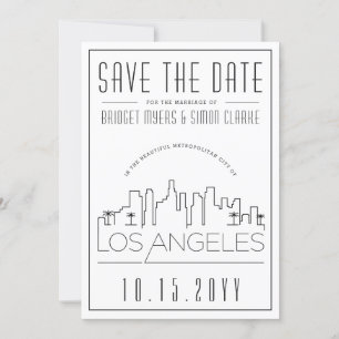 Los Angeles Bröllop Stilisad Stadssiluett Spara Da Inbjudningar