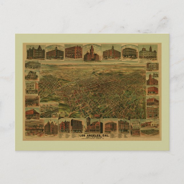 Los Angeles CA 1891 Vykort (Framsida)