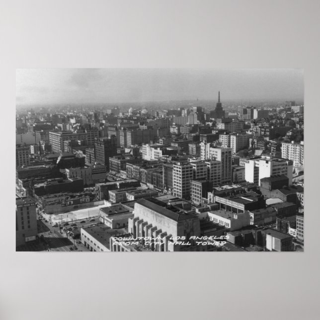 Los Angeles, CA Downtown View från City Hall Poster (Framsidan)