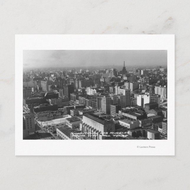 Los Angeles, CA Downtown View från City Hall Vykort (Framsida)