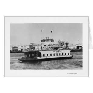 Los Angeles, CA Ferry Islander nära Harbour Hälsningskort