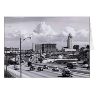 Los Angeles CA Freeway 1950s-kort Hälsningskort