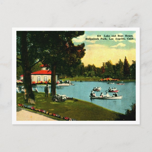 Los Angeles CA Hollenbeck Park 1910s Vykort (Framsida)