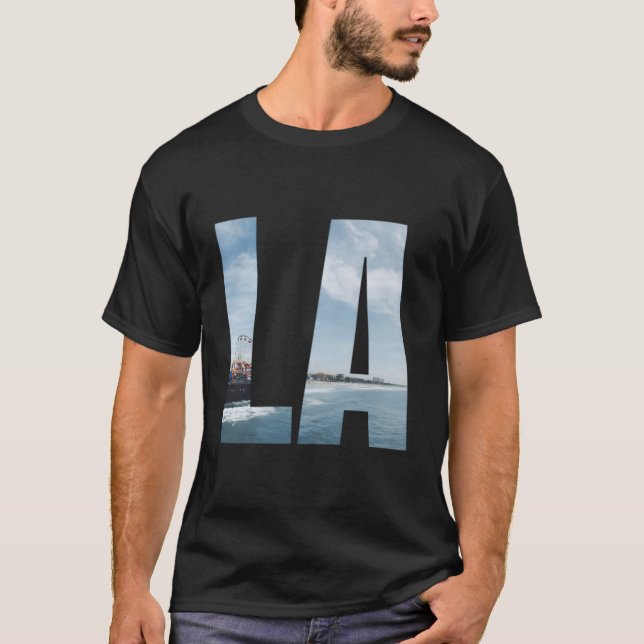 Los Angeles Ca Hoodie La Santa Monica Pier Blue Oc T Shirt (Framsida)