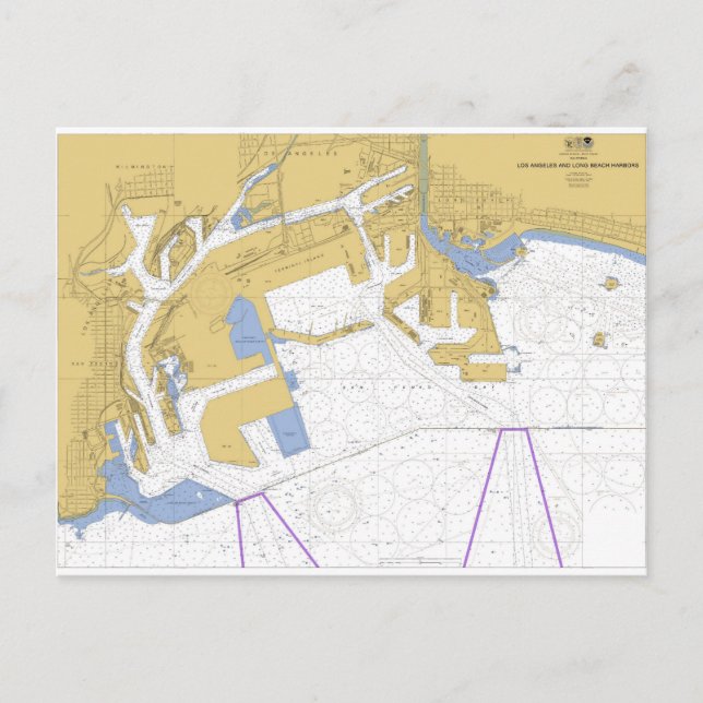 Los Angeles, CA Nautical Harbour Chart Vykort (Framsida)