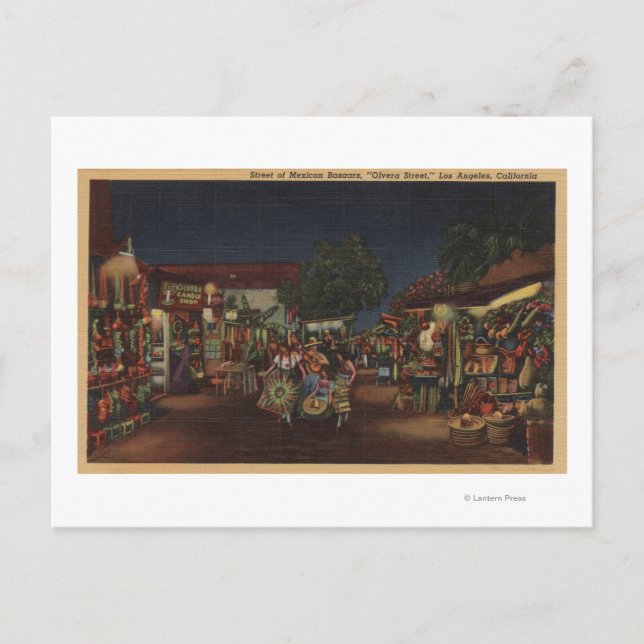 Los Angeles, CA - Olvera Street Vykort (Framsida)