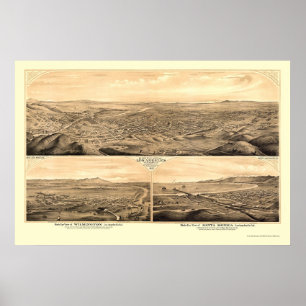 Los Angeles, CA Panoramic Karta - 1877 Poster