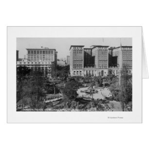 Los Angeles, CA Perishing Square och Biltmore Hälsningskort