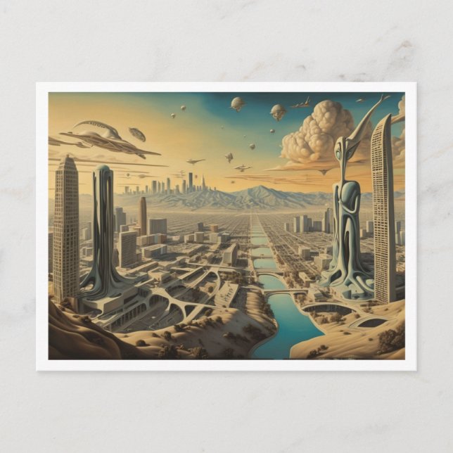 Los Angeles CA, Surreal Cityscape Vykort (Framsida)