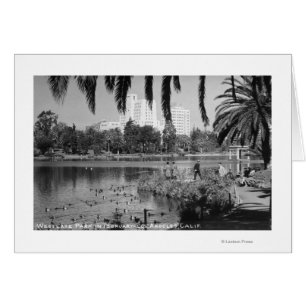 Los Angeles, CA Väster Sjö Park i Winter Hälsningskort