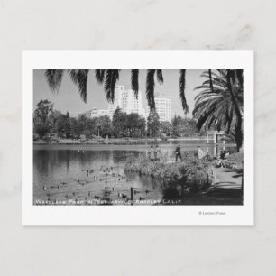 Los Angeles, CA Väster Sjö Park i Winter Vykort