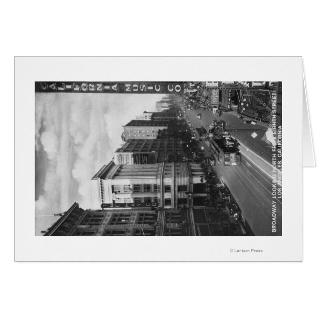 Los Angeles, CA View Broadway Tittar North Hälsningskort (Framsidan Horizontal)