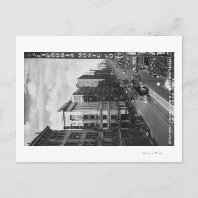 Los Angeles, CA View Broadway Tittar North Vykort (Framsida)