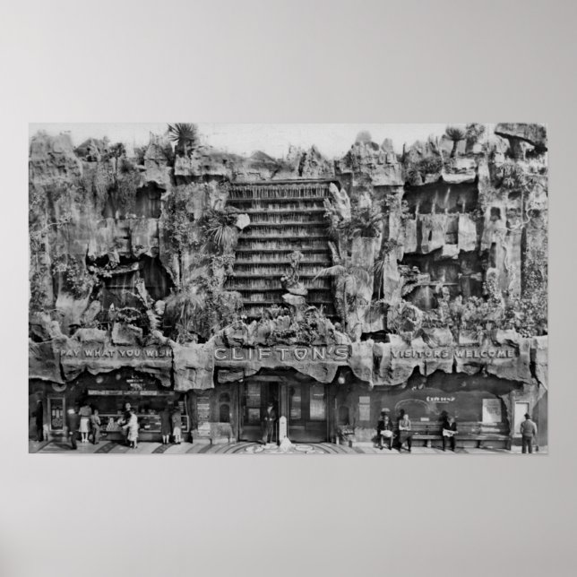 Los Angeles, CA View of Cliftons Pacific Seas Poster (Framsidan)