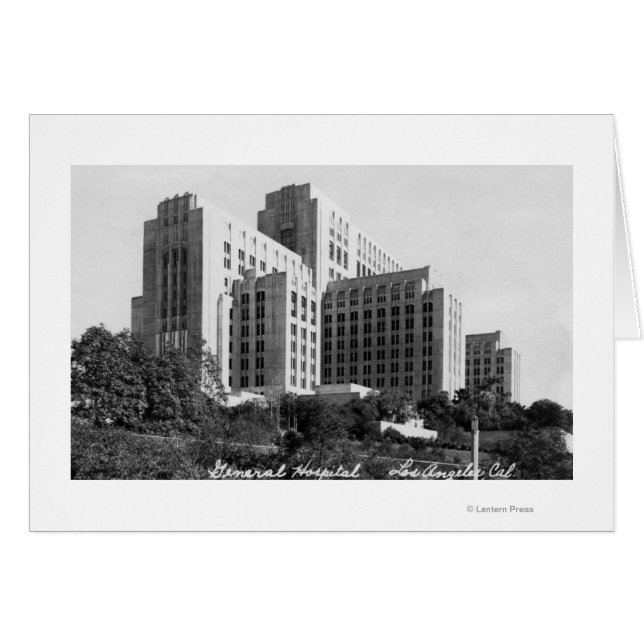 Los Angeles, CA View of General Hospital Hälsningskort (Framsidan Horizontal)