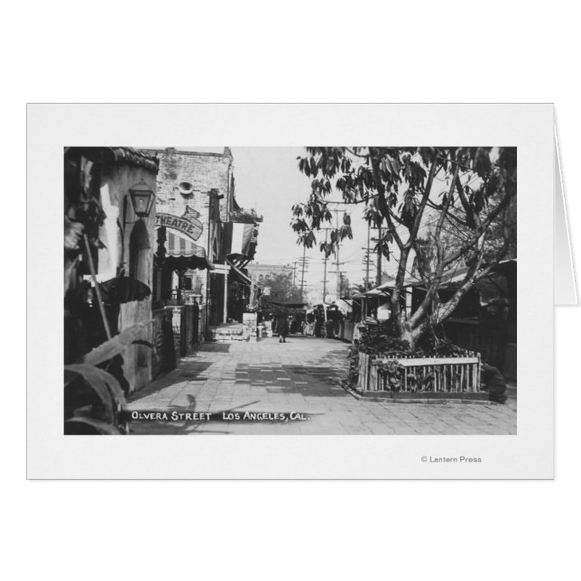 Los Angeles, CA View of Olvera Street Hälsningskort (Framsidan Horizontal)