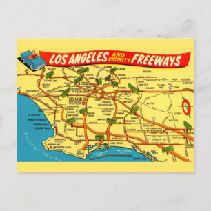 Los Angeles Calfornia Road Karta Vykort