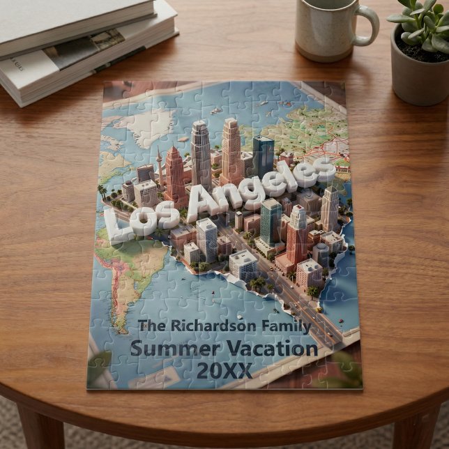 Los Angeles California 3D Skyline Map Vacation Pussel (Skapare uppladdad)
