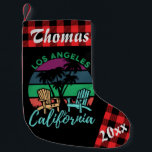 Los Angeles California Beach Chairs Sunset Liten Julstrumpa<br><div class="desc">Los Angeles Kalifornien Beach-ordförande Sunset Sunset Handflatan Träd Small jul Stocking. Njut av en semesterjul på stranden. Håll i de här fina lagren vid skorsten för en fullt av varor på julförmiddagen.</div>