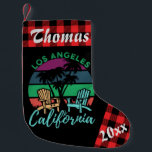Los Angeles California Beach Chairs Sunset Liten Julstrumpa<br><div class="desc">Los Angeles Kalifornien Beach-ordförande Sunset Sunset Handflatan Träd Small jul Stocking. Njut av en semesterjul på stranden. Håll i de här fina lagren vid skorsten för en fullt av varor på julförmiddagen.</div>