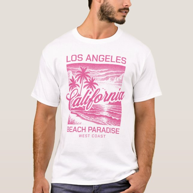 Los Angeles California Beach Paradise Väster Kuste T Shirt (Framsida)